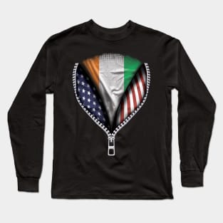 Ivorian Flag  Ivory Coast Flag American Flag Zip Down - Gift for Ivorian From Ivory Coast Long Sleeve T-Shirt